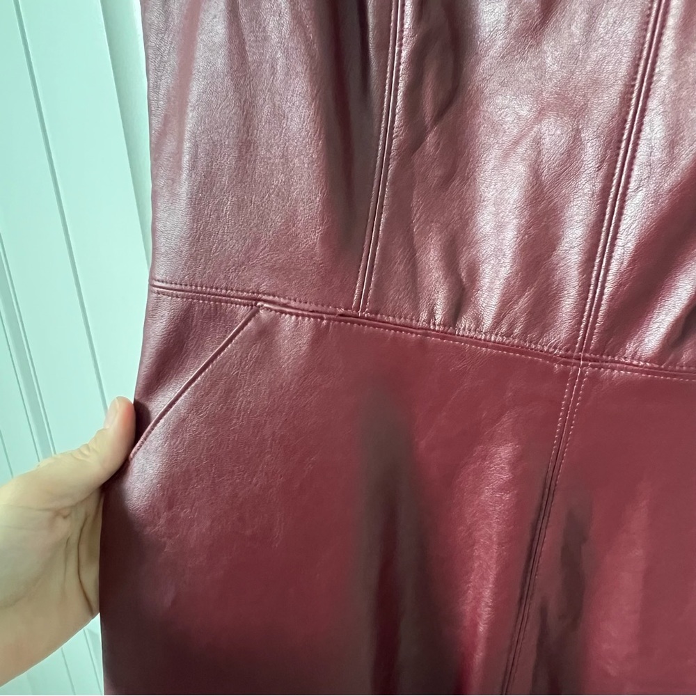 Faux Leather Maroon Pink Martini Dress Size Small in excellent condition. - Picture 5 of 5